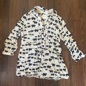 Maeve white button up shirt with black bears
